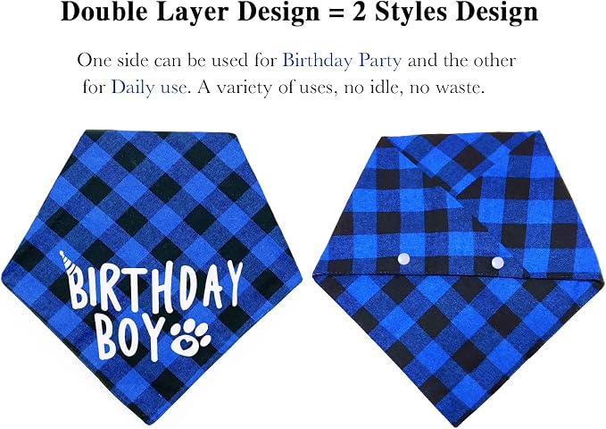 AnF Birthday Plaid Dog Bandana and Triangle Dog Scarf - Image 4