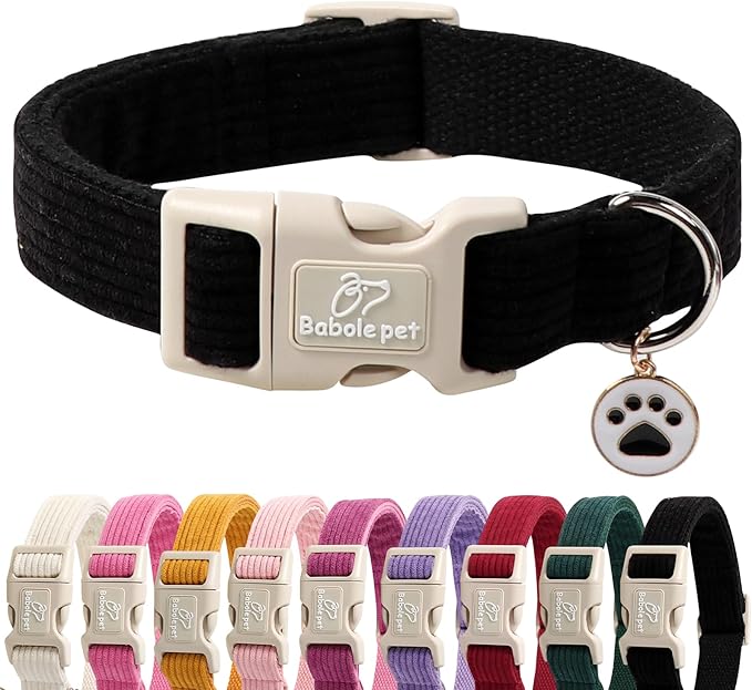 Cute Corduroy Dog Collar by Babolepet