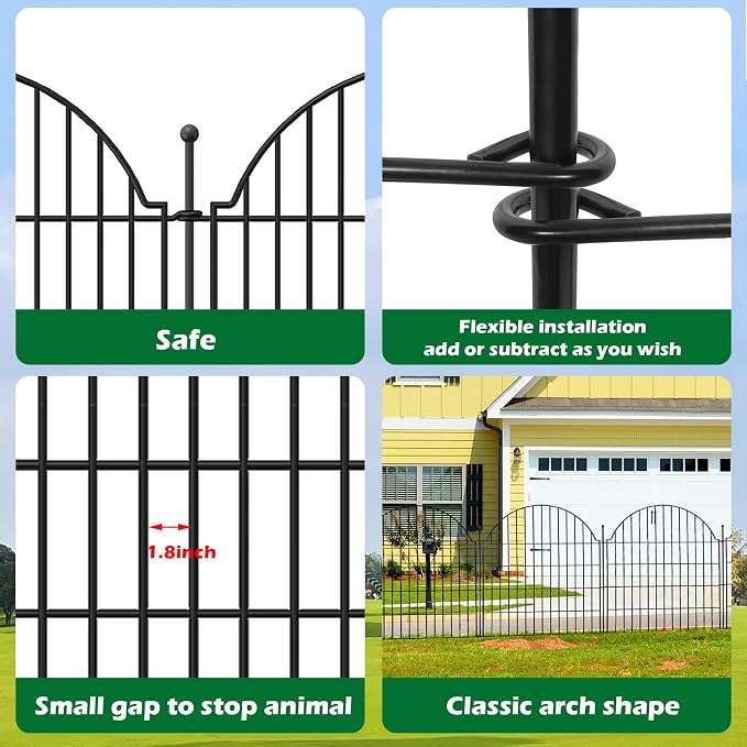 10 Panels No Dig Decorative Outdoor Garden Fence, 24in x20ft Animal Barrier - Image 4