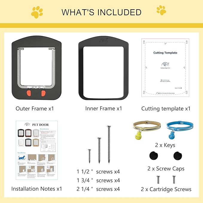 Cat Door for Interior Door and Exterior Door, 4 Way Locking Cat Door - Image 8