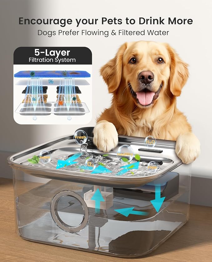 oneisall Dog Water Fountain for Large Dogs, 10L/2.6Gal Dog Fountain Water Bowl - Image 3