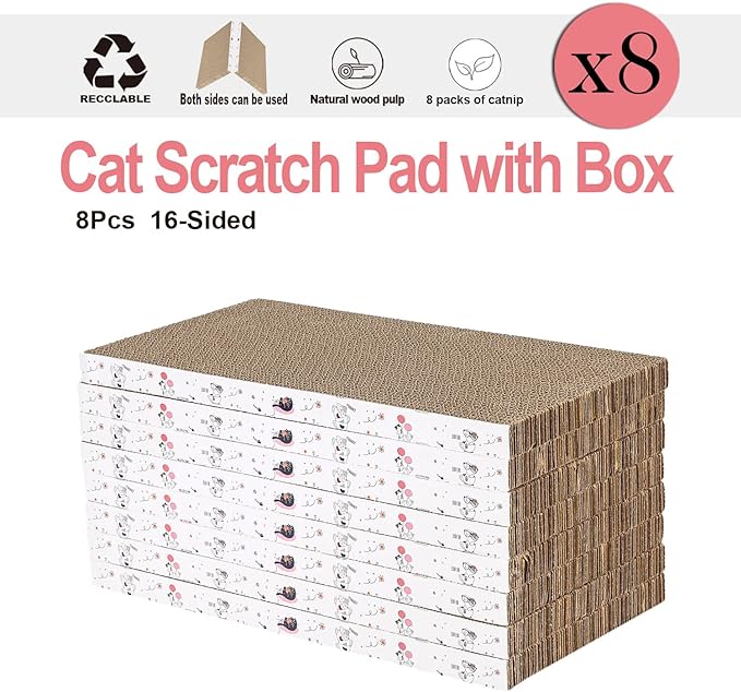 8 Packs in 1 Cat Scratch Pad, Cat Scratcher Cardboard, Reversible, Durable - Image 5