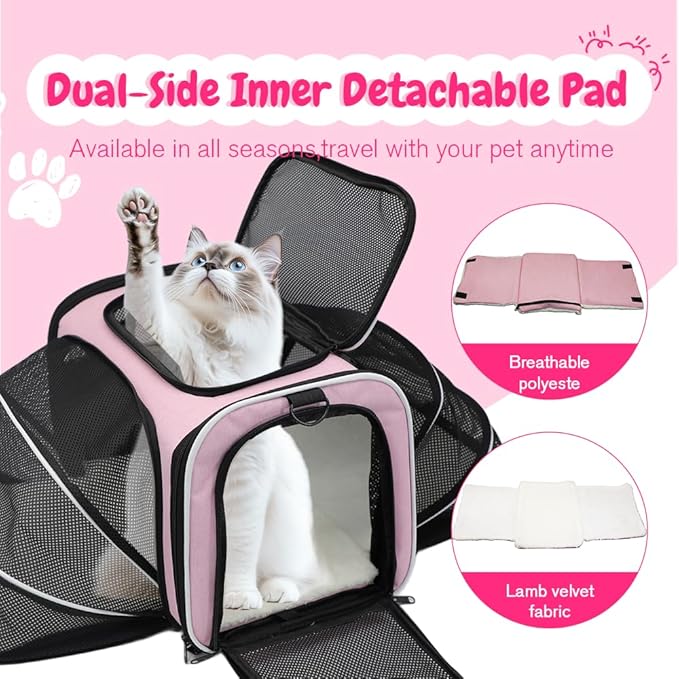 Double Expandable Cat Carrier, Airline Approved Soft-Sided Pet Travel Carrier - Image 6