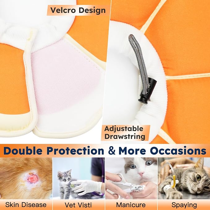 Cat Cone Collar Soft, Waterproof Cat Recovery Collar After Surgery, Adjustable - Image 3
