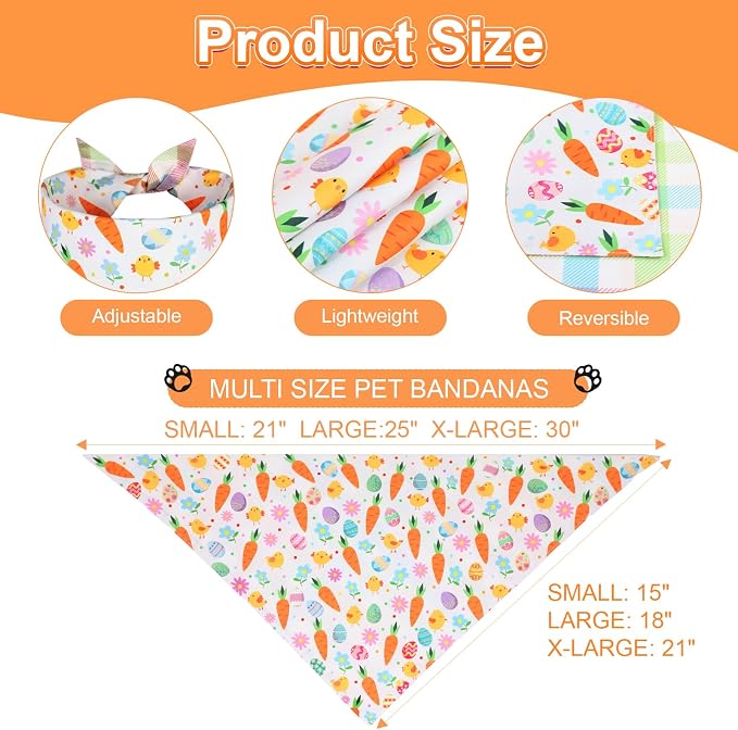 Easter Dog Bandana XLarge 2PCS, Colorful Scarf - Image 3
