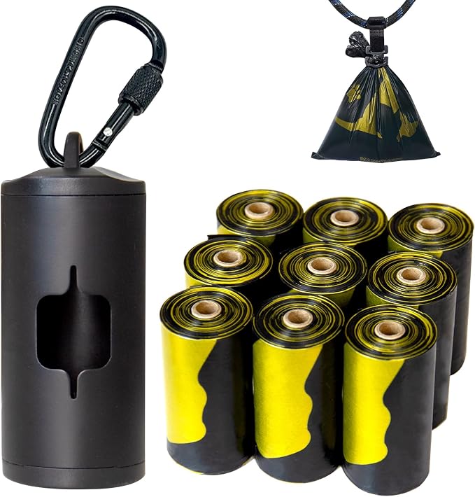 Metal Dog Poop Bag Holder w/Leash Clip|Durable Scratch-Resistant Aluminum|135 by SHAOUMAN