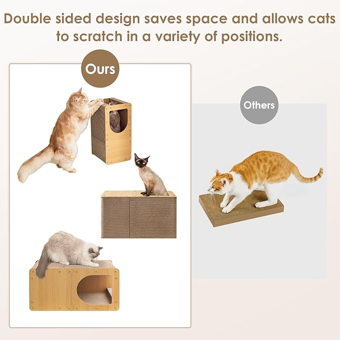 EHEYCIGA Cardboard Cat Scratcher House, 23-Inch Corrugated Cat Scratcher - Image 3