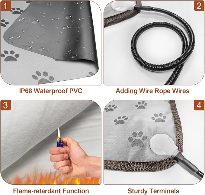 Cat Heating Pad Round with Smart Thermostat Switch and Power Line Protection - Image 3