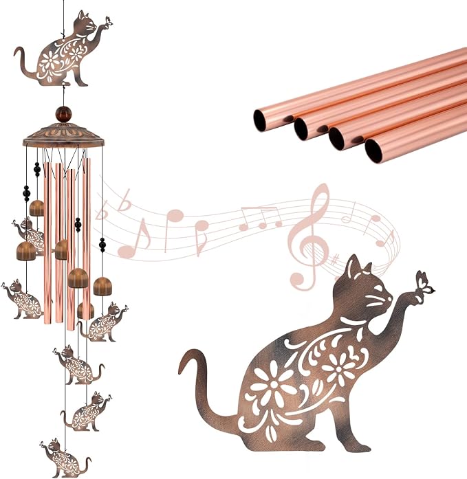 Cat Wind Chimes for Outside, Decoration for Outdoor by Howarmer