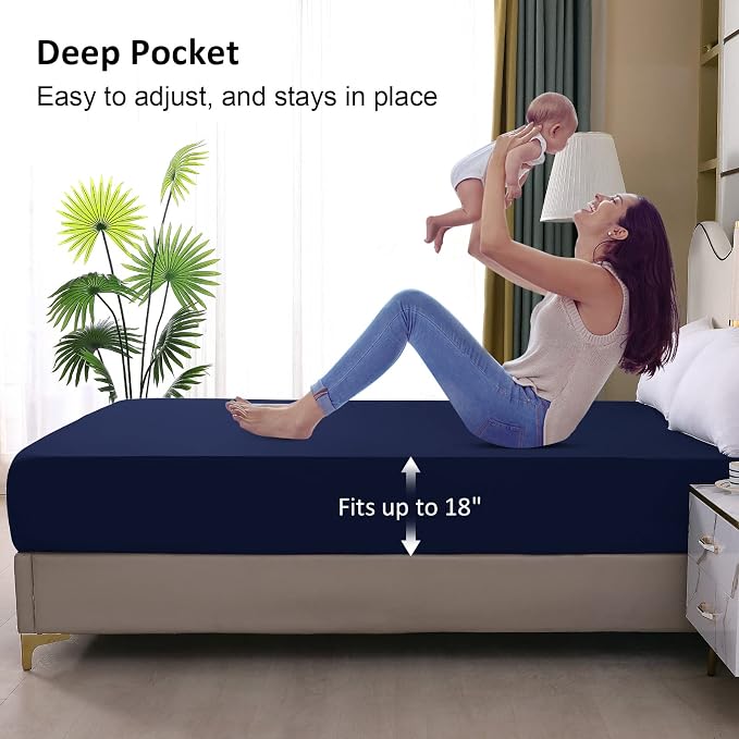 Waterproof Mattress Protector Full, Fitted Sheet Style Breathable Mattress Cover - Image 4