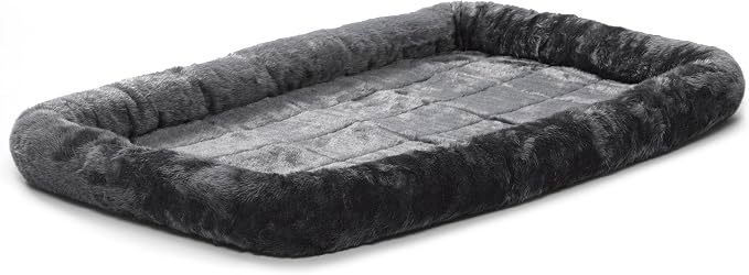 MidWest Homes for Pets QuietTime Dog Bed – Gray Faux Fur Bolster, Ultra-Soft by MidWestHomesForPets