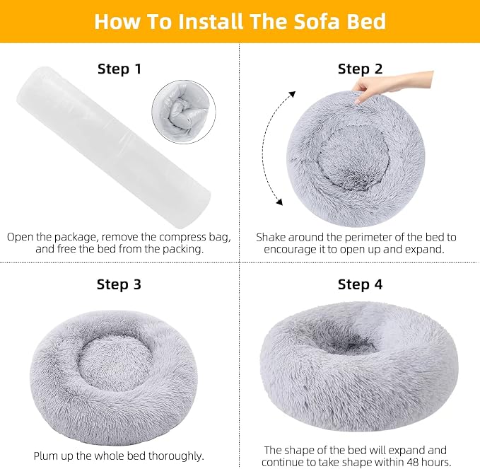 Dog Bed for Small Medium Large Dogs Cats, 20 inch Calming Washable-Round Cozy - Image 5
