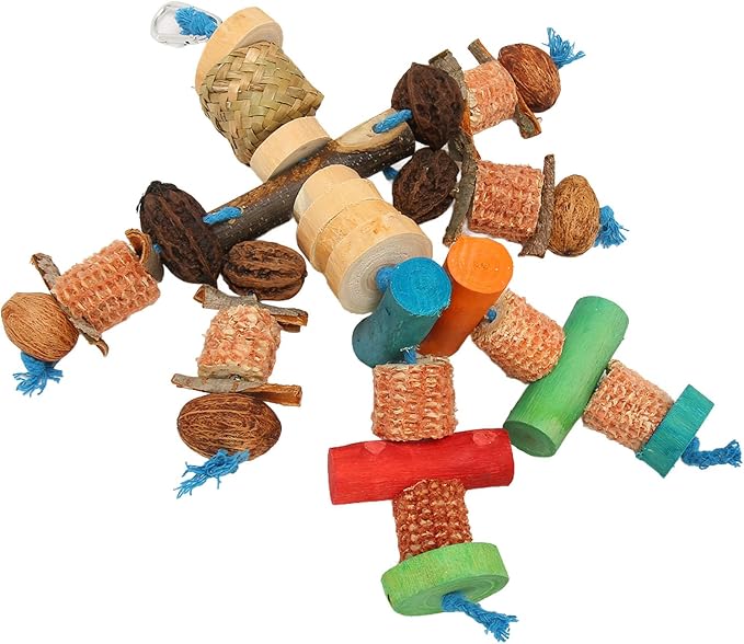 Parrot Chew Toy, Corn Cob and Nut, Non Edible Coloring, Beak Health, Foraging - Image 4