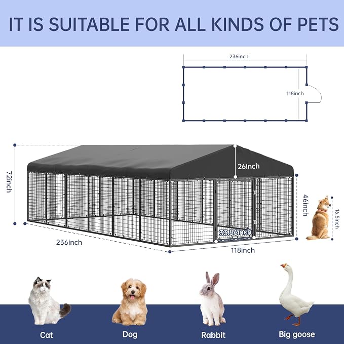 Large Outdoor Dog Enclosure, Heavy Duty Dog Cage - Image 2