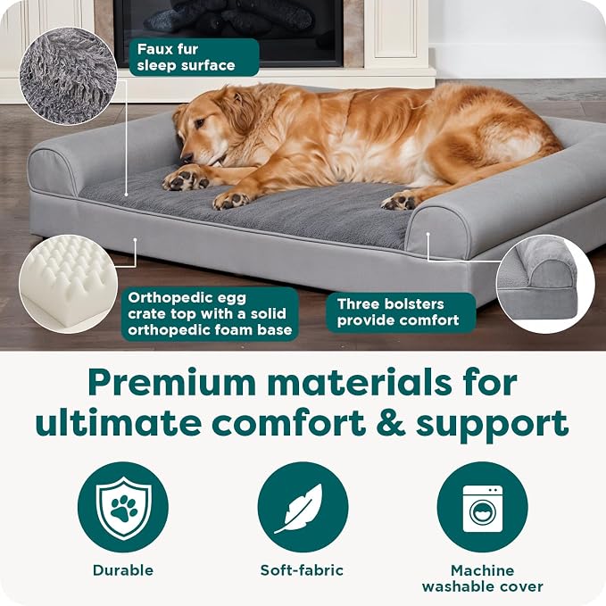 Furhaven Orthopedic Dog Bed for Large/Medium Dogs w/ Removable Bolsters & - Image 5