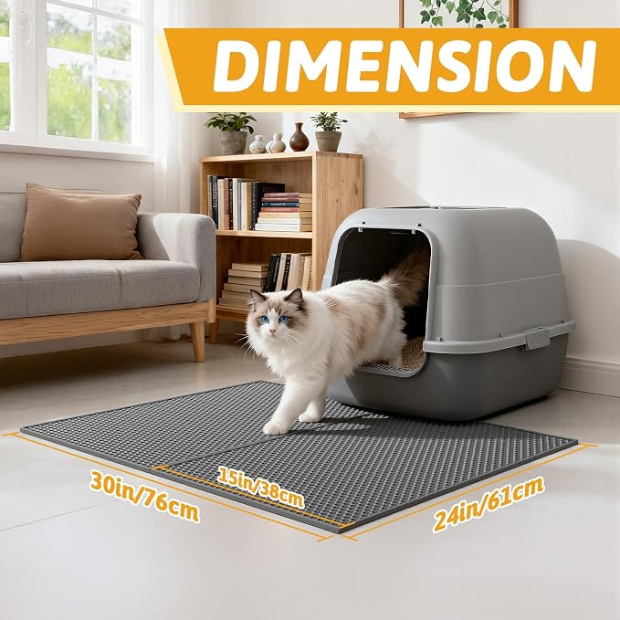 Pieviev 2 Packs Cat Litter Mat Double Layer Waterproof Urine Proof Trapping Mat - Image 2