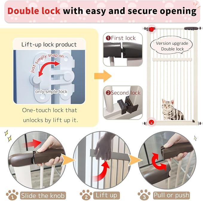 Lumizone Extra Tall Pet Gate 55.12" High Pressure Mounted 34.06"-38.38" Extra - Image 8