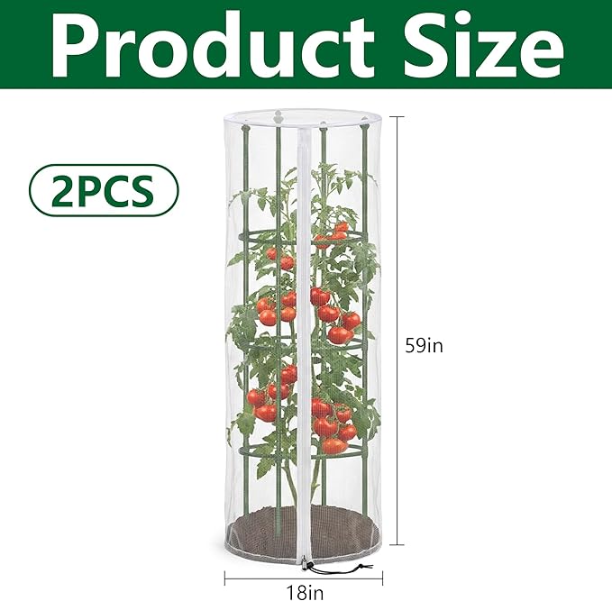 2 Pcs Garden Bird Netting for Round Plant Cage, Tomato Trellis Insect Bird - Image 2
