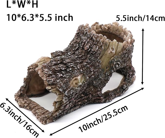 Tree Trunk Cave Aquarium Decoration Reptile Cave Climb Hideout Hideaway - Image 4