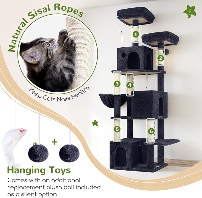 Globlazer Cat Tree Tall, 71 inches Cat Tower - Image 5