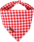 Red and Pink Plaid Dog Bandana–Red and Pink Checked Triangle Scarf by UPURARAPUP