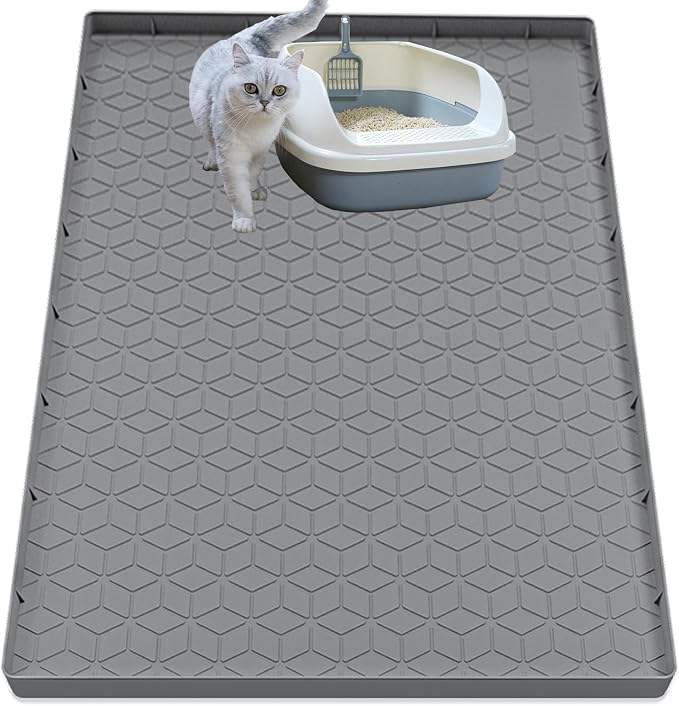 Cat Litter Mat for Litter Box, Silicone Large Cat Litter Trapping Mat by Jacooxi
