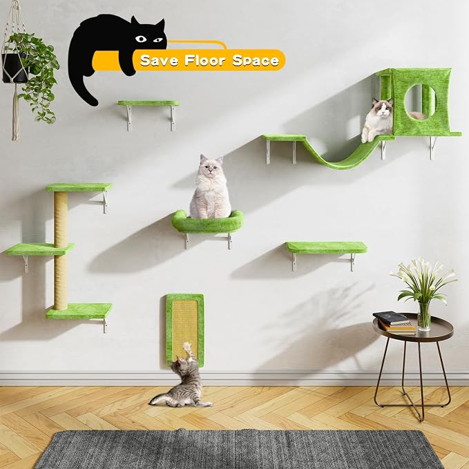 NUNU LAB Wall Mounted Cat Climber Set, Scratcher Board and Hammock, Shelves - Image 4