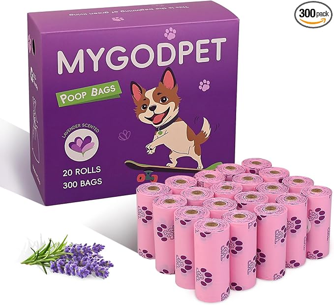 Dog Poop Bags Rolls 300 Count Biodegradable Poop Bags Refills by MYGODPET