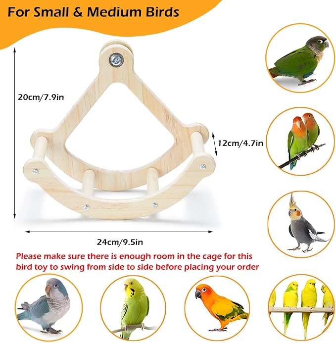 Bird Perch Toy, Interactive Rocking Parakeet Toys and Perches, Wooden Exercise - Image 5