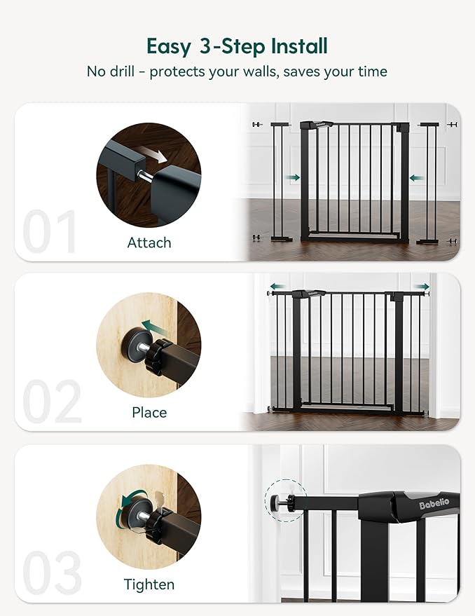 Babelio Baby Gate, 29-43" Auto-Close Easy Install Pet Gate, PressGuard P7 Extra - Image 6