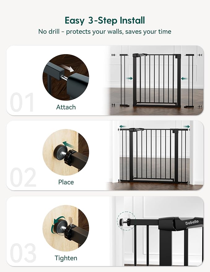 Babelio 36" Tall Baby Gate, 29-48" Auto-Close and Pressure Mounted Baby Gate - Image 5