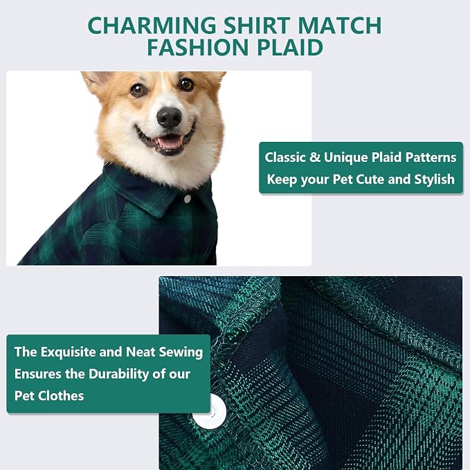 Dog Shirt, Koneseve Pet Plaid Polo Clothes Shirt T-Shirt, Sweater Bottoming - Image 5