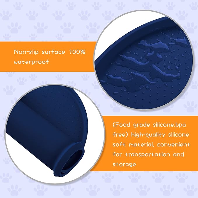 100% Waterproof 1.0" Raised Edge BPA Free Silicone Dog Food Mat, Pet Cat - Image 3