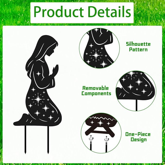 Outdoor Nativity Scene Garden Stakes Decorations, - Image 3