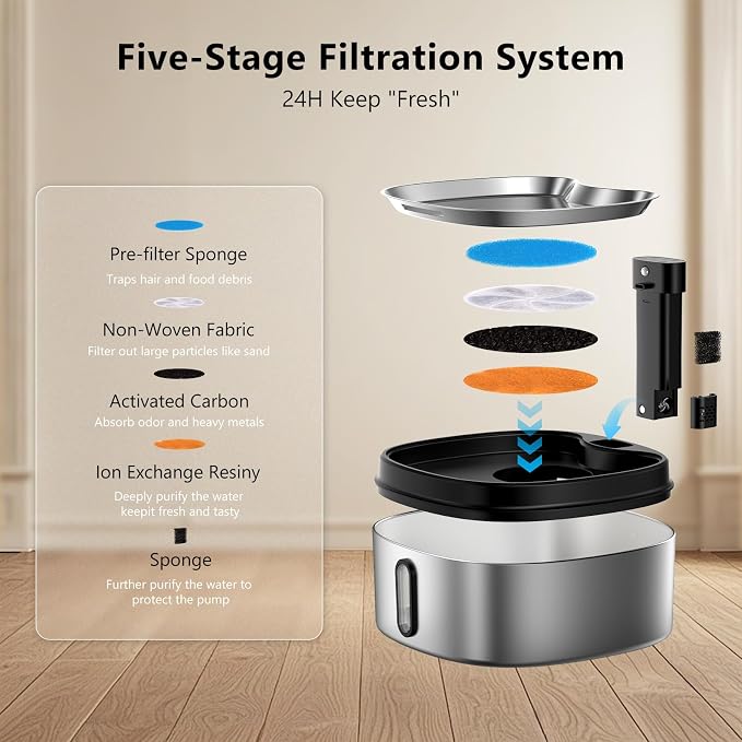 Wireless Cat/Dog Water Fountain 7L/236oz/1.8Gal, DRLWXYSJ Stainless Steel - Image 7