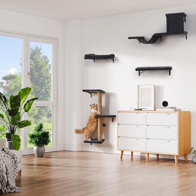 5-in-1 Cat Wall Shelves, Perch & Lounge - Image 5
