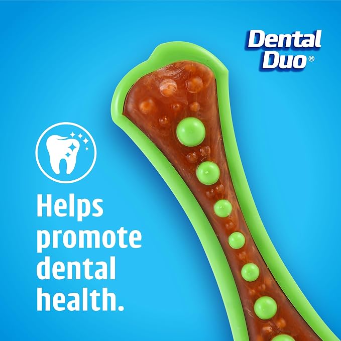 Hartz Chew 'n Clean Dental Duo Bacon Flavored Dental Dog Chew Toy and Treat - Image 2