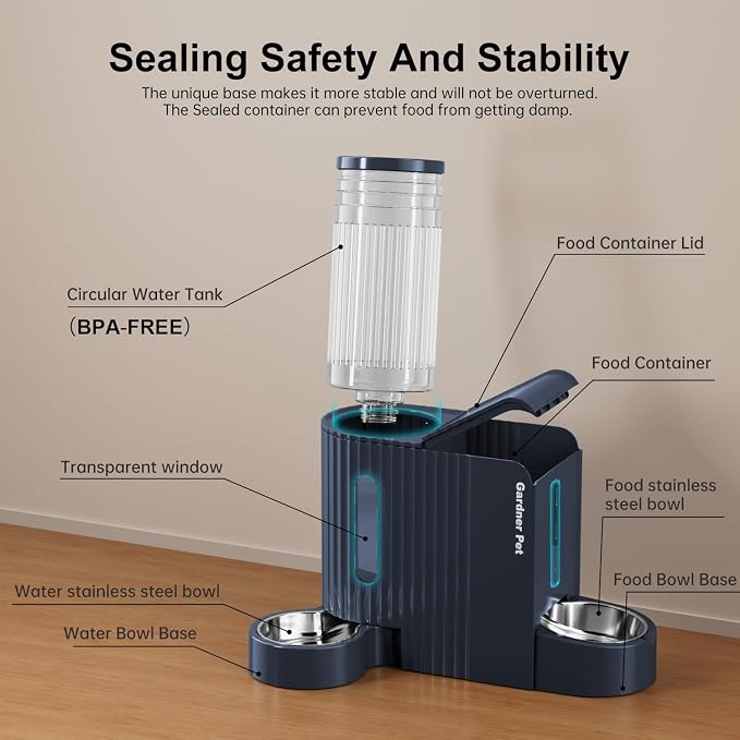 Gardner Pet Automatic Gravity Cat Food Feeder and Water Dispenser Stainless - Image 8