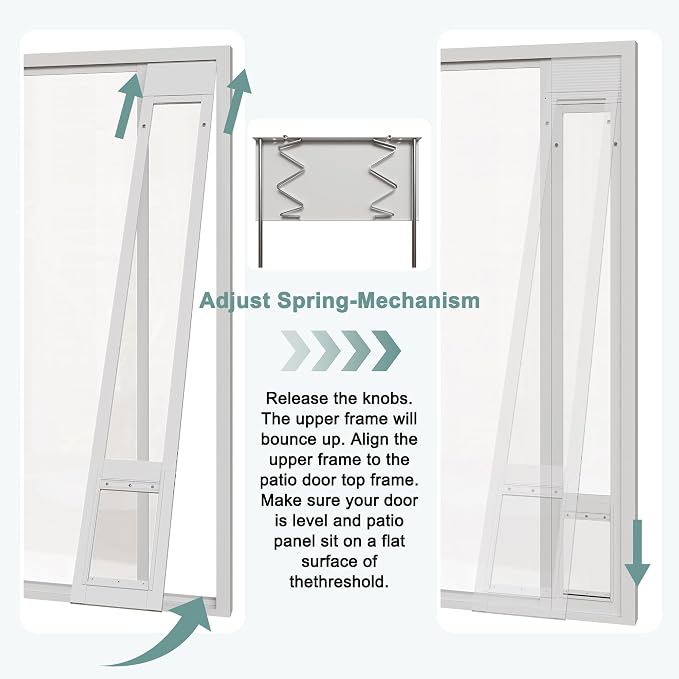 Doggie Door Insert for Sliding Glass Doors, Adjustable Height 76 1/8"-80 7/8" - Image 6