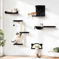 5-in-1 Cat Wall Shelves, Solid Wood & Velvet & Sisal Scratcher, 44lbs Max Load by PLEKER