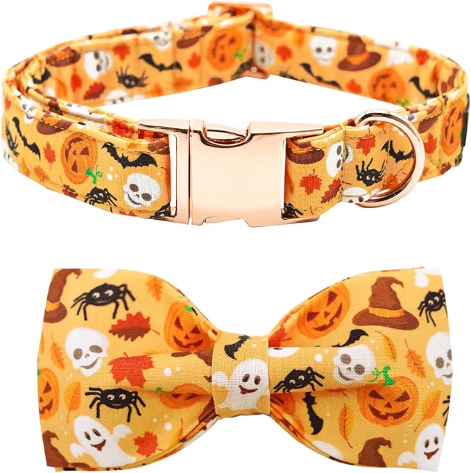 Halloween Dog Collar, Pet Collar Bow Fall Pet Collar Girl Boy Holiday Pet by BoboRainbow