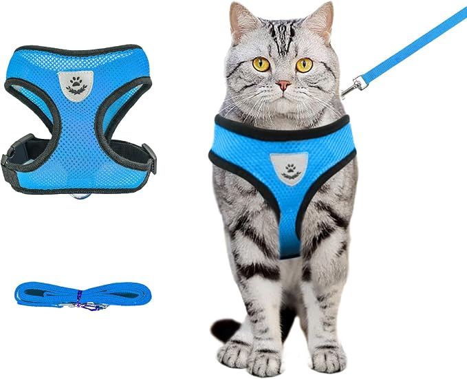 Shudyear Cat Harness and Leash, Adjustable Soft Mesh, Anti-Escape, Reflective by Shudyear