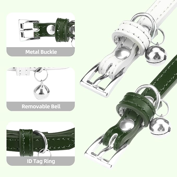 PUPTECK 2 PCS Soft Genuine Leather Cat Kitten Collar - Image 3