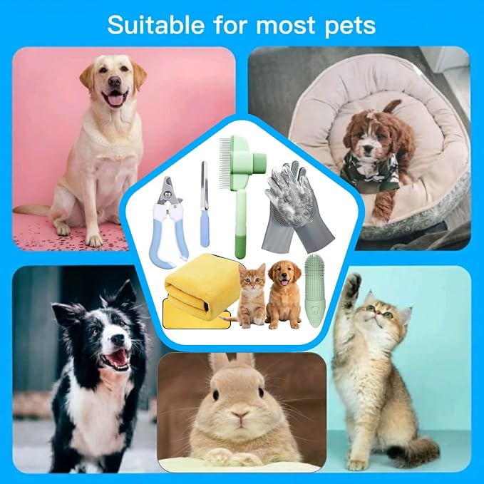 Cat&Dog Grooming Kit-6PCS for Cat Flea Comb, Dog Brush For Shedding, Pet Nail - Image 7