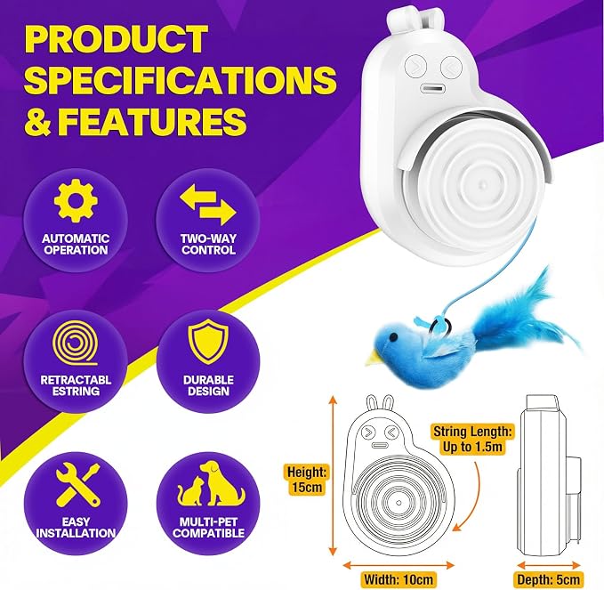 Interactive Cat Toys for Indoor Cats: Automatic Electric Flying Bird Feather & - Image 6