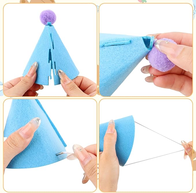 10 Pcs Mini Birthday Party Hats Multicolor Lovely Cone Hats - Image 6