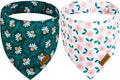 Spring Dog Bandanas with Snap Button, 2 Pack Floral Dog Scarf by THLOHDogBandanas