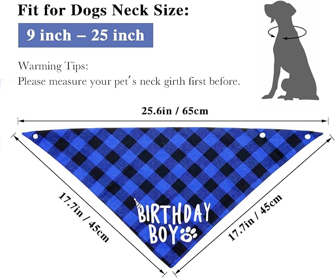 Plaid Dog Bandana with Button, Dual Layer Soft Cotton Triangle Dog Scarf - Image 4
