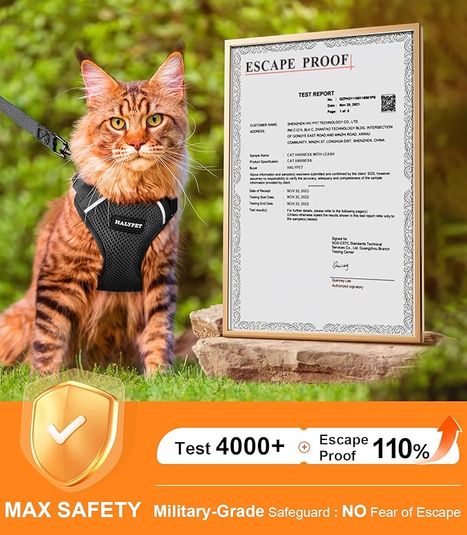 Halypet Cat Harness and Leash Set Escape Proof Soft Adjustable Cat Leash - Image 3