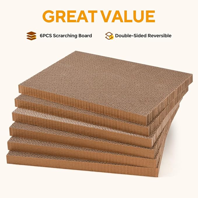 AUSCAT Cat Scratcher Box with 6PCS Cat Scratching Board, Cardboard Cat - Image 2